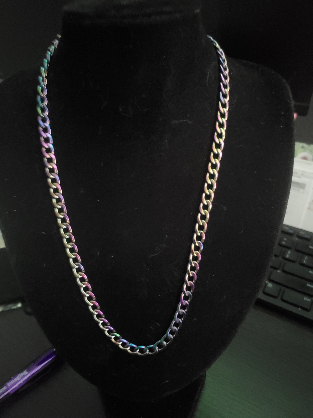 Iridescent Rainbow Curb Chain Necklace